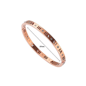 Fashion Rose Gold Plated Stainless Steel Roman Numeral Bracelet For Women