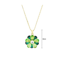 Load image into Gallery viewer, Fashion Flower Pendant with Green Cubic Zircon and Necklace