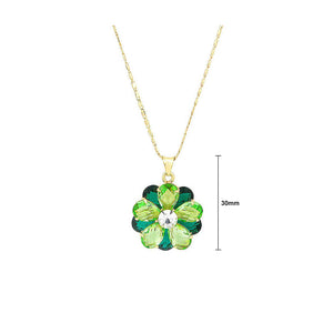 Fashion Flower Pendant with Green Cubic Zircon and Necklace