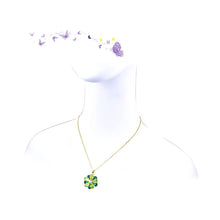 Load image into Gallery viewer, Fashion Flower Pendant with Green Cubic Zircon and Necklace