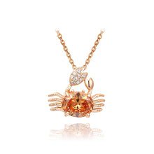 Load image into Gallery viewer, Lovely Rose Gold Plated Crab Pendant with Champagne Gold Austrian Element Crystal and Necklace
