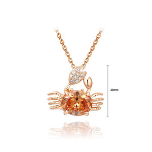 Lovely Rose Gold Plated Crab Pendant with Champagne Gold Austrian Element Crystal and Necklace