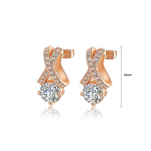 Load image into Gallery viewer, Fashion Rose Gold Plated Earrings with White Austrian Element Crystal
