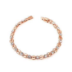 Fashion Rose Gold Plated Bracelet with White Austria Element Crystal