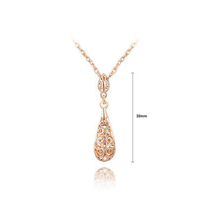 Fashion Rose Goldplated Water Drops Pendant with Necklace