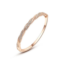 Load image into Gallery viewer, Fashion Rose Gold Plated Bracelet with White Austrian Element Crystals