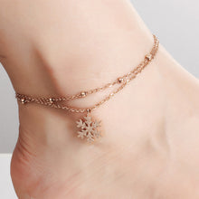 Load image into Gallery viewer, Rose Gold Plated Stainless Steel Snowflake Accessories Anklet