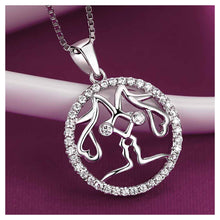 Load image into Gallery viewer, Fashion 925 Sterling Silver Gemini Pendant with White Cubic Zircon and Necklace