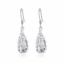 Load image into Gallery viewer, Elegant 925 Sterling Silver Pierced Earrings with Purple Cubic Zircon