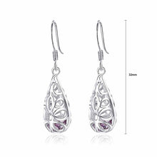 Load image into Gallery viewer, Elegant 925 Sterling Silver Pierced Earrings with Purple Cubic Zircon