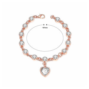 Fashion Rose Goldplated Heart-shaped Bracelet with White Cubic Zircon