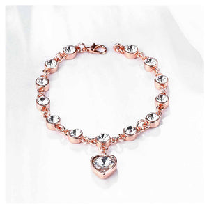 Fashion Rose Goldplated Heart-shaped Bracelet with White Cubic Zircon