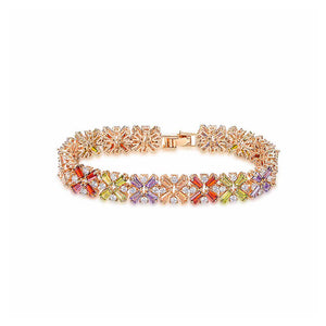 Fashion Rose Goldplated Bracelet with Multi-colored Cubic Zircon