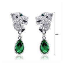 Load image into Gallery viewer, Fashion Cheetah Earrings with White and Green Austrian Element Crystal