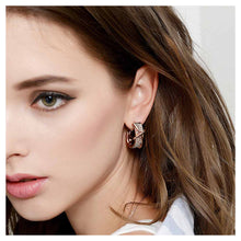 Load image into Gallery viewer, Fashion Rose Golden Plated Cross Earrings with White Austrian Element Crystal