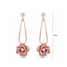 Load image into Gallery viewer, Sweet Rose Golden Plated White Flower Earrings with Austrian Element Crystal