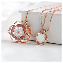 Load image into Gallery viewer, Fashion Double Flower Necklace with White Austrian Element Crystal