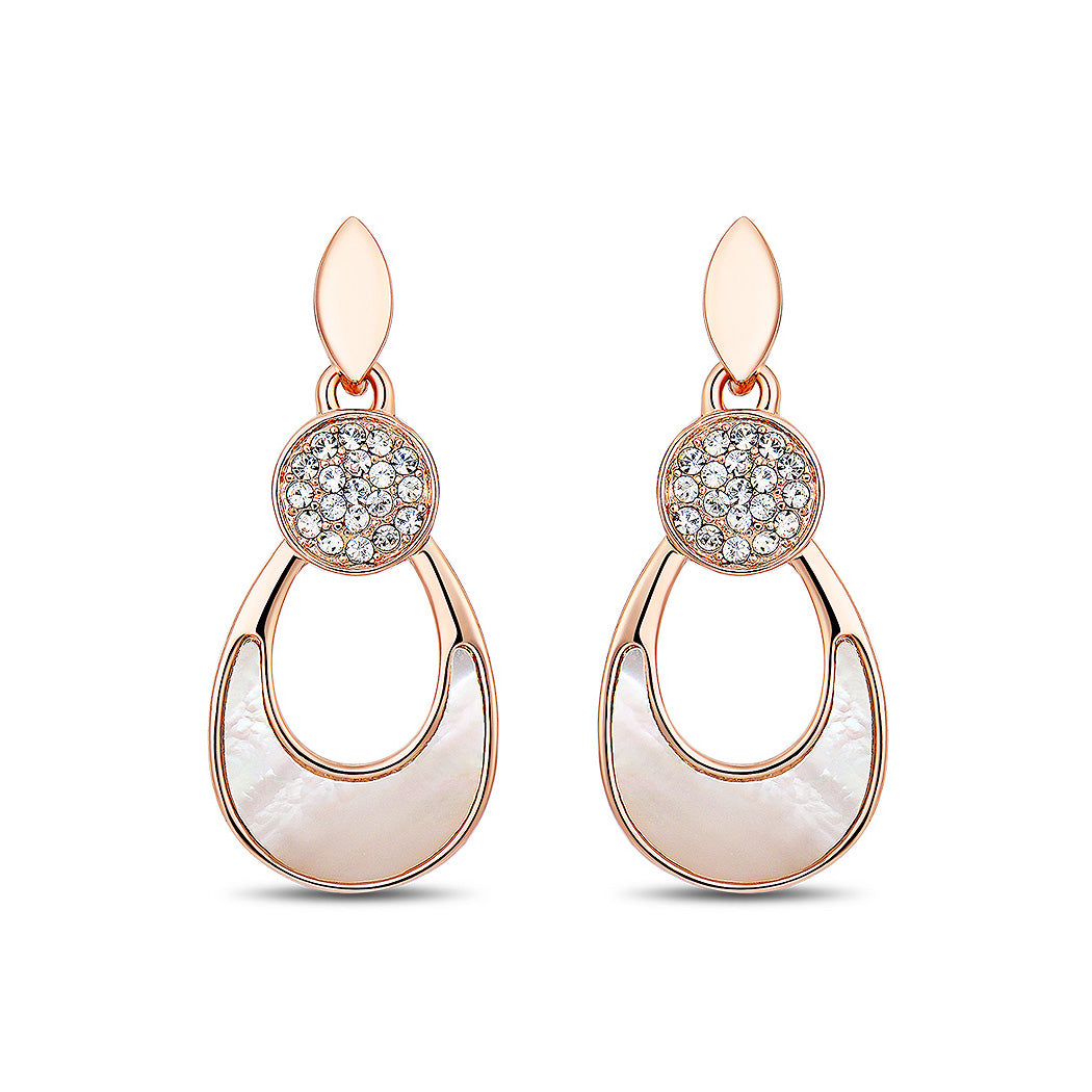 Fashion Rose Golden Plated Water Drop Earrings with White Austrian Element Crystal