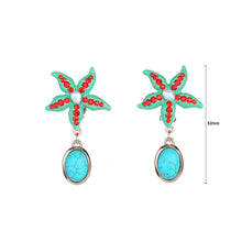 Load image into Gallery viewer, Fashion Star Fish Non Piercing Earrings with Red Austrian Element Crystal