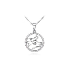 Load image into Gallery viewer, Fashion 925 Sterling Silver Taurus Pendant with White Cubic Zircon and Necklace
