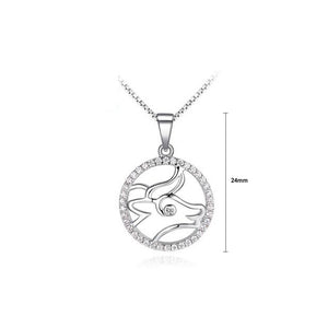 Fashion 925 Sterling Silver Taurus Pendant with White Cubic Zircon and Necklace