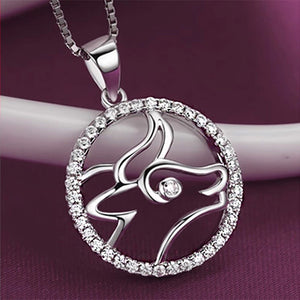 Fashion 925 Sterling Silver Taurus Pendant with White Cubic Zircon and Necklace