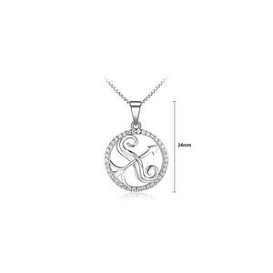 Fashion 925 Sterling Silver Sagittarius Pendant with White Cubic Zircon and Necklace