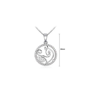 Fashion 925 Sterling Silver Capricorn Pendant with White Cubic Zircon and Necklace