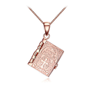 Fashion 925 Rose Golden Plated Bible Pendant and Necklace