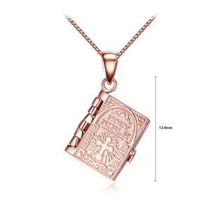 Fashion 925 Rose Golden Plated Bible Pendant and Necklace