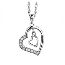 Load image into Gallery viewer, Fashion 925 Sterling Silver Heart Pendant with White Austrian Elements Crystal and Necklace