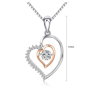 Fashion 925 Sterling Silver Heart Pendant with White  Austrian Elements Crystal and Necklace