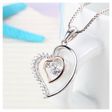 Load image into Gallery viewer, Fashion 925 Sterling Silver Heart Pendant with White  Austrian Elements Crystal and Necklace