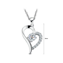 Load image into Gallery viewer, Fashion 925 Sterling Silver Heart-shaped Pendant with White Cubic Zircon and Necklace