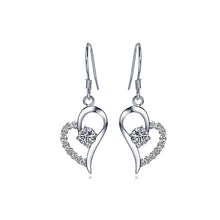 Load image into Gallery viewer, Flashing 925 Sterling Silver Heart-shaped Earrings with White Cubic Zircon