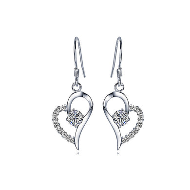 Flashing 925 Sterling Silver Heart-shaped Earrings with White Cubic Zircon