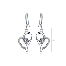 Load image into Gallery viewer, Flashing 925 Sterling Silver Heart-shaped Earrings with White Cubic Zircon