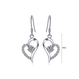 Flashing 925 Sterling Silver Heart-shaped Earrings with White Cubic Zircon