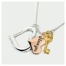 Load image into Gallery viewer, Fashion 925 Sterling Silver Heart-shaped and Key Pendant with Necklace