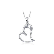 Load image into Gallery viewer, Simple 925 Sterling Silver Heart-shaped Pendant with White Austrian Elements Crystal and Necklace