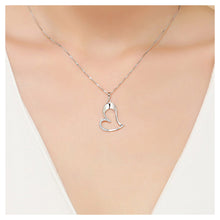 Load image into Gallery viewer, Simple 925 Sterling Silver Heart-shaped Pendant with White Austrian Elements Crystal and Necklace