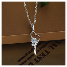 Load image into Gallery viewer, Fashion 925 Sterling Silver Heart-shaped Pendant with White Cubic Zircon and Necklace