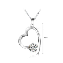 Load image into Gallery viewer, Simple 925 Sterling Silver Heart-shaped Pendant with White Cubic Zircon and Necklace