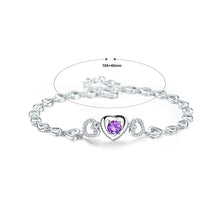 Load image into Gallery viewer, Fashion 925 Sterling Silver Heart Bracelet with Purple Cubic Zircon