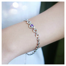 Load image into Gallery viewer, Fashion 925 Sterling Silver Heart Bracelet with Purple Cubic Zircon