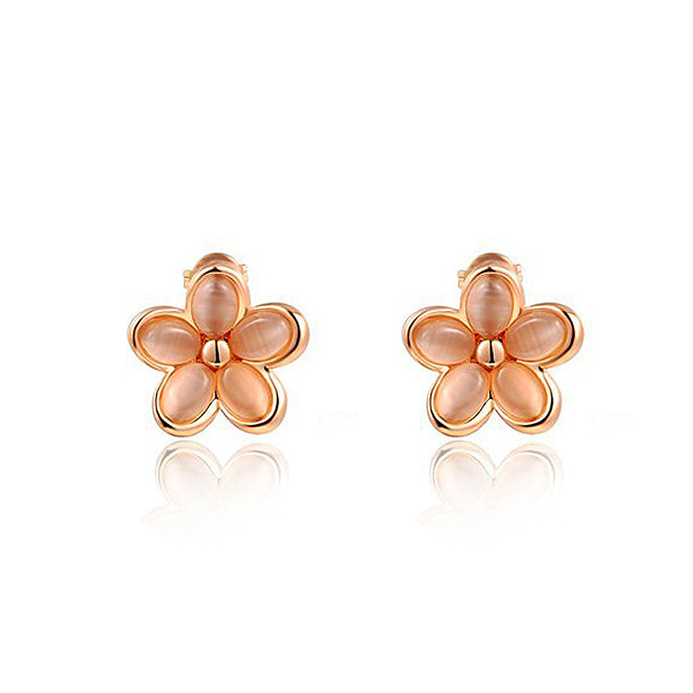 Fashion Rose Gold Plated with Orange Opal Earrings