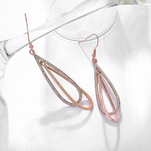 Load image into Gallery viewer, Fashion Plated Rose Gold with White Austrian Element Crystals Earrings