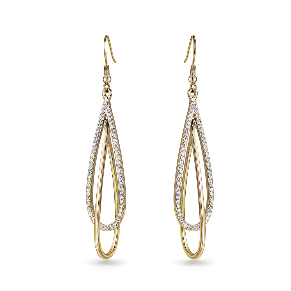 Fashion Gold Earrings with White Austrian Element Crystals