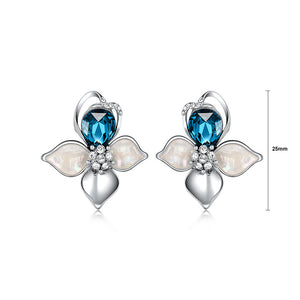 Fashion Cherry Earrings with Blue Austrian Element Crystals