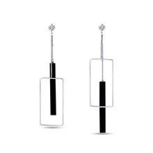 Load image into Gallery viewer, Individual Geometric Asymmetric Earrings with White Austrian Element Crystals